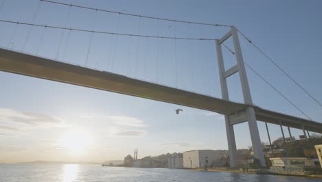 fatih sultan mehmet bridge in istanbul at sunset