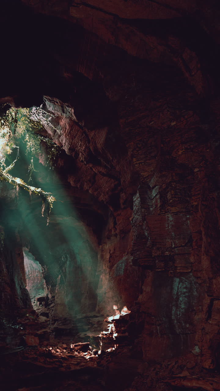 luz brillando a través de la entrada de una cueva
