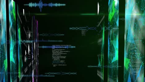 animación del procesamiento de datos a través de servidores informáticos