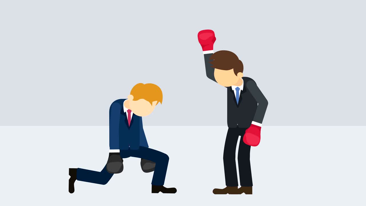 복싱 장갑에서 사업가 전투: 비즈니스 경쟁 개념: 평평한 스타일의 루프 일러스트레이션