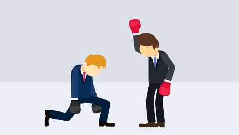 business man battle in boxing gloves. business competition concept. loop illustration in flat style.