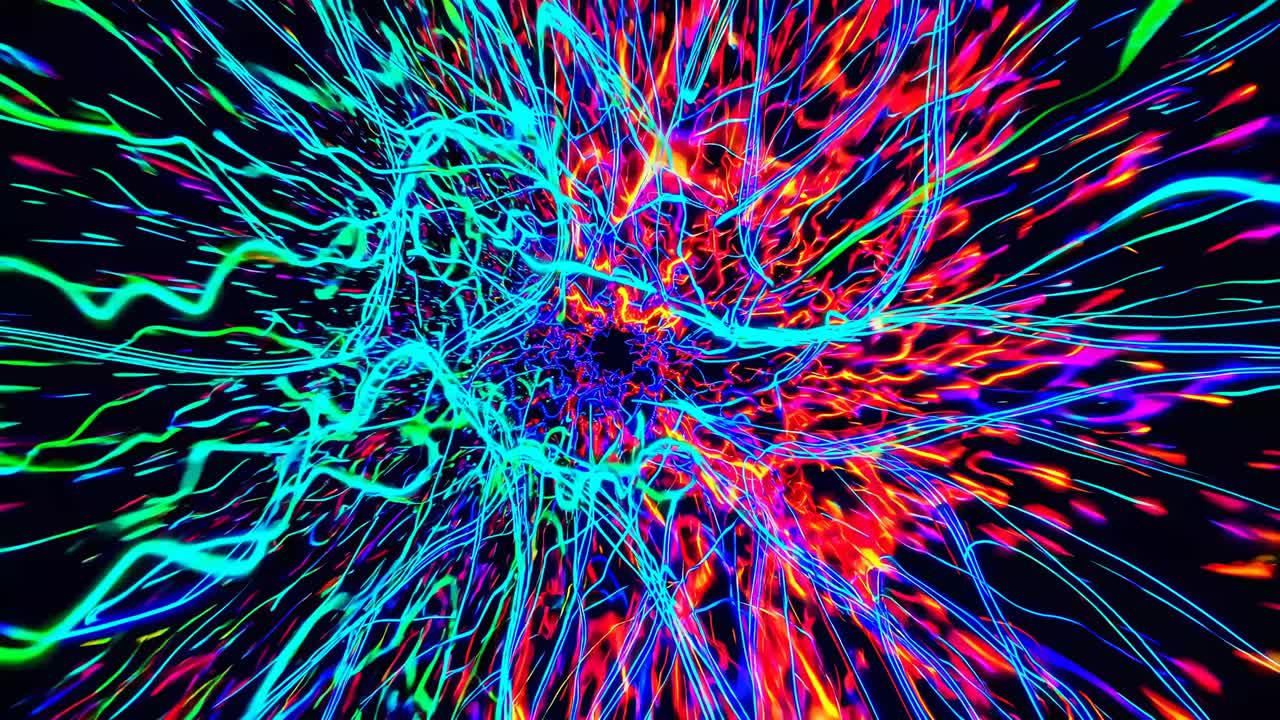 Abstract Psychedelic Glowing Lines Art