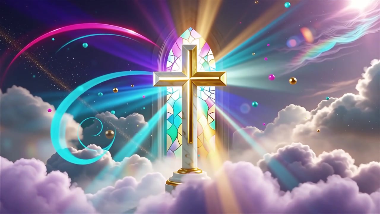 Christian Cross Heavenly Light Worship Background