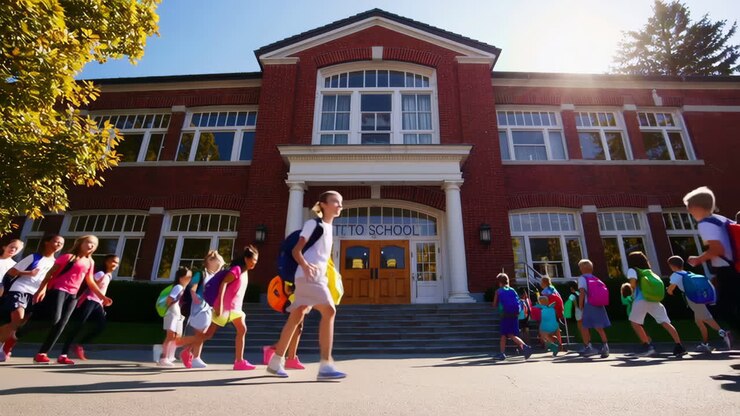 Kinderen komen aan op school