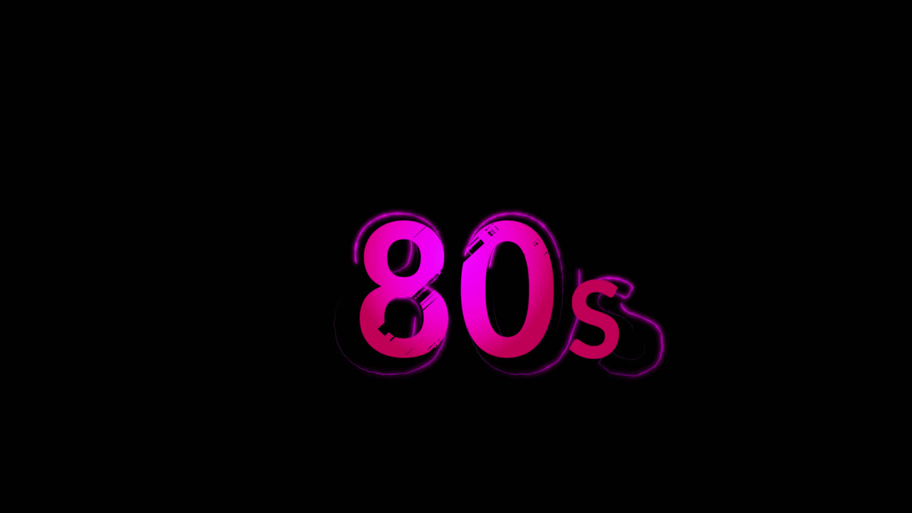 animación de texto de los años 80 en fondo negro