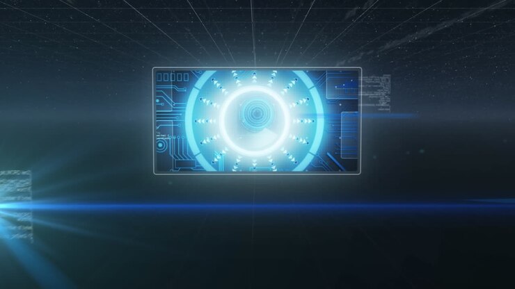 Animation of data processing and scopes scanning on screens