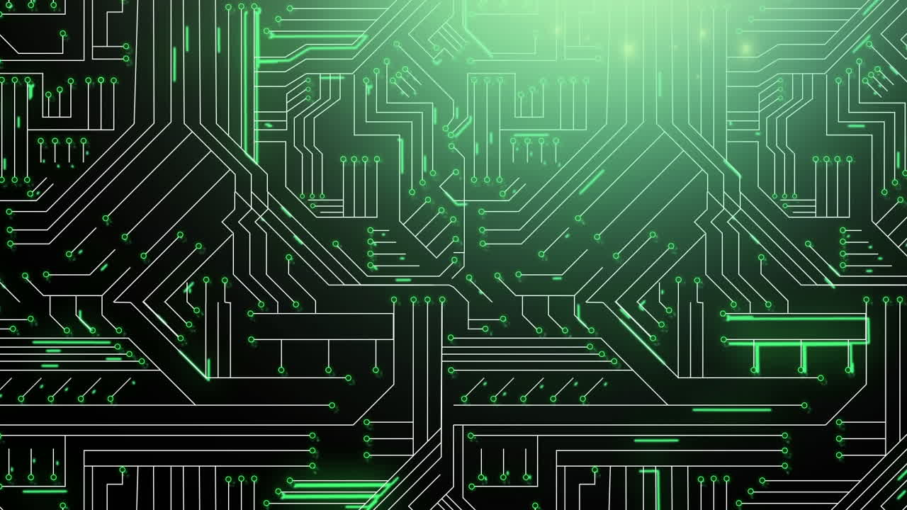 Green glowing circuit board