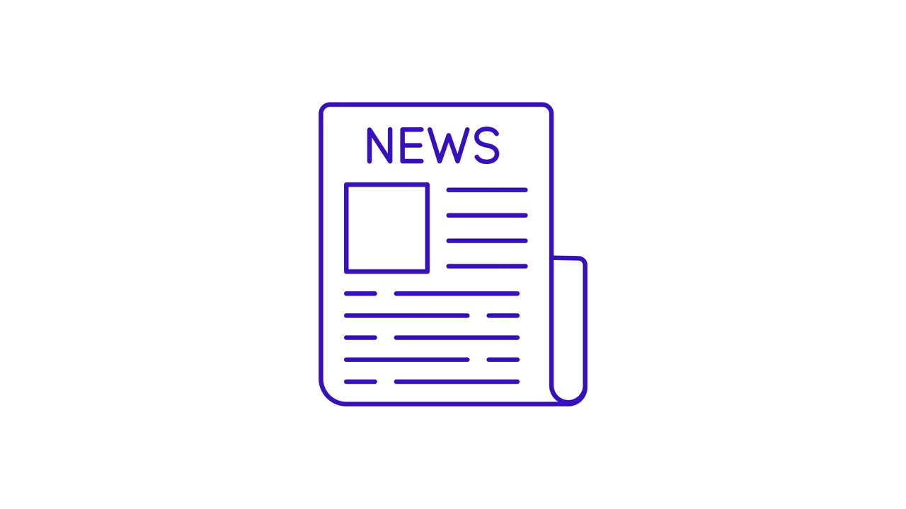 Animated Line Drawing of a Newspaper News Icon