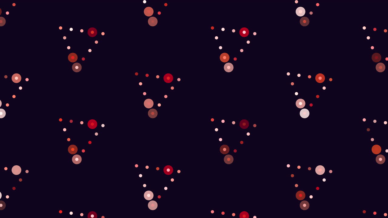 A geometric pattern featuring green dots on a black backdrop, forming a triangular design