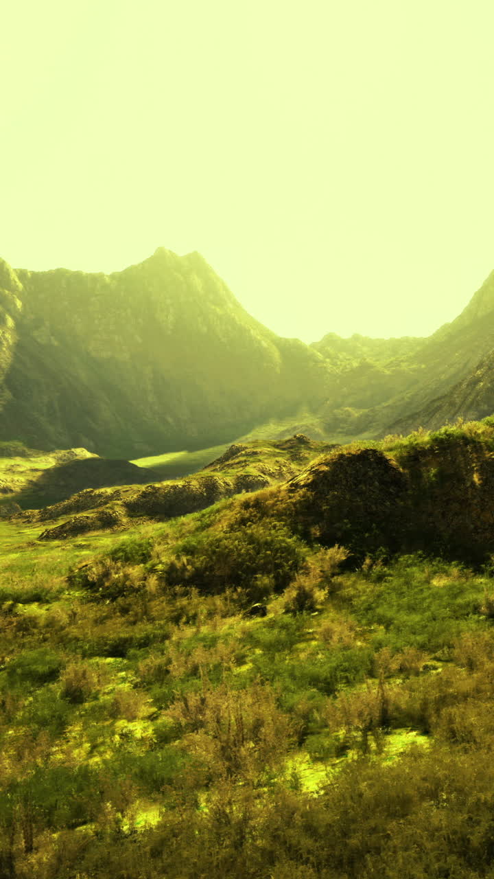 Majestic mountain landscape bathed in sunlight during golden hour