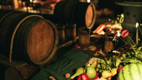banquete medieval en una bodega de vino