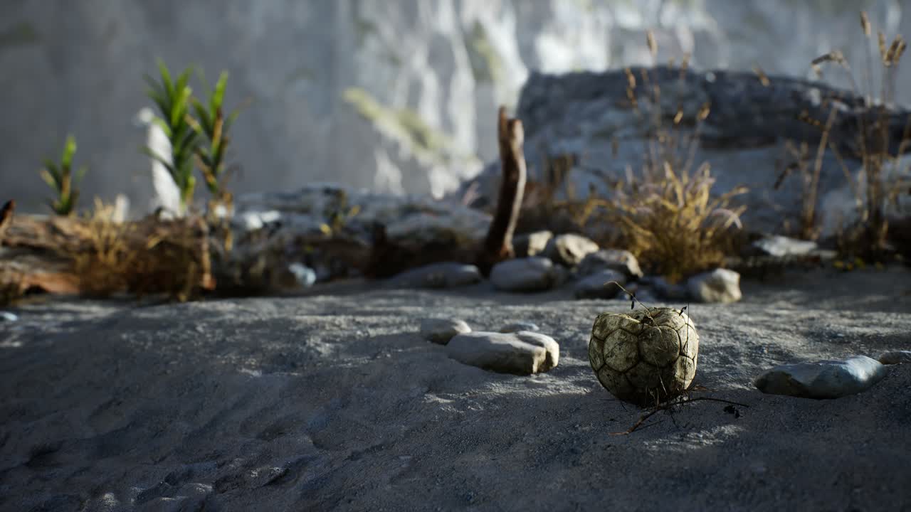 una vieja pelota de fútbol rota arrojada yace en la arena de la playa del mar