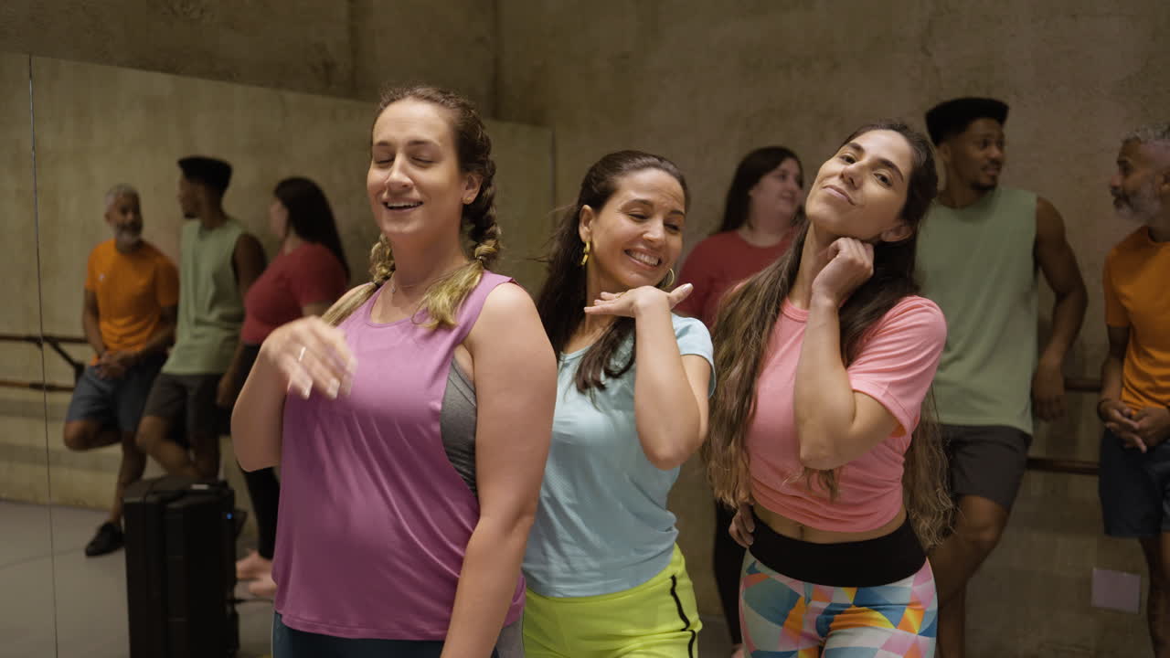 Dance class with diverse group