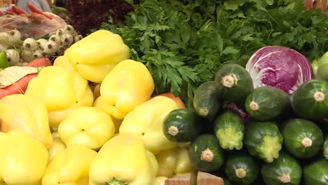 different fresh vegetables on a market place