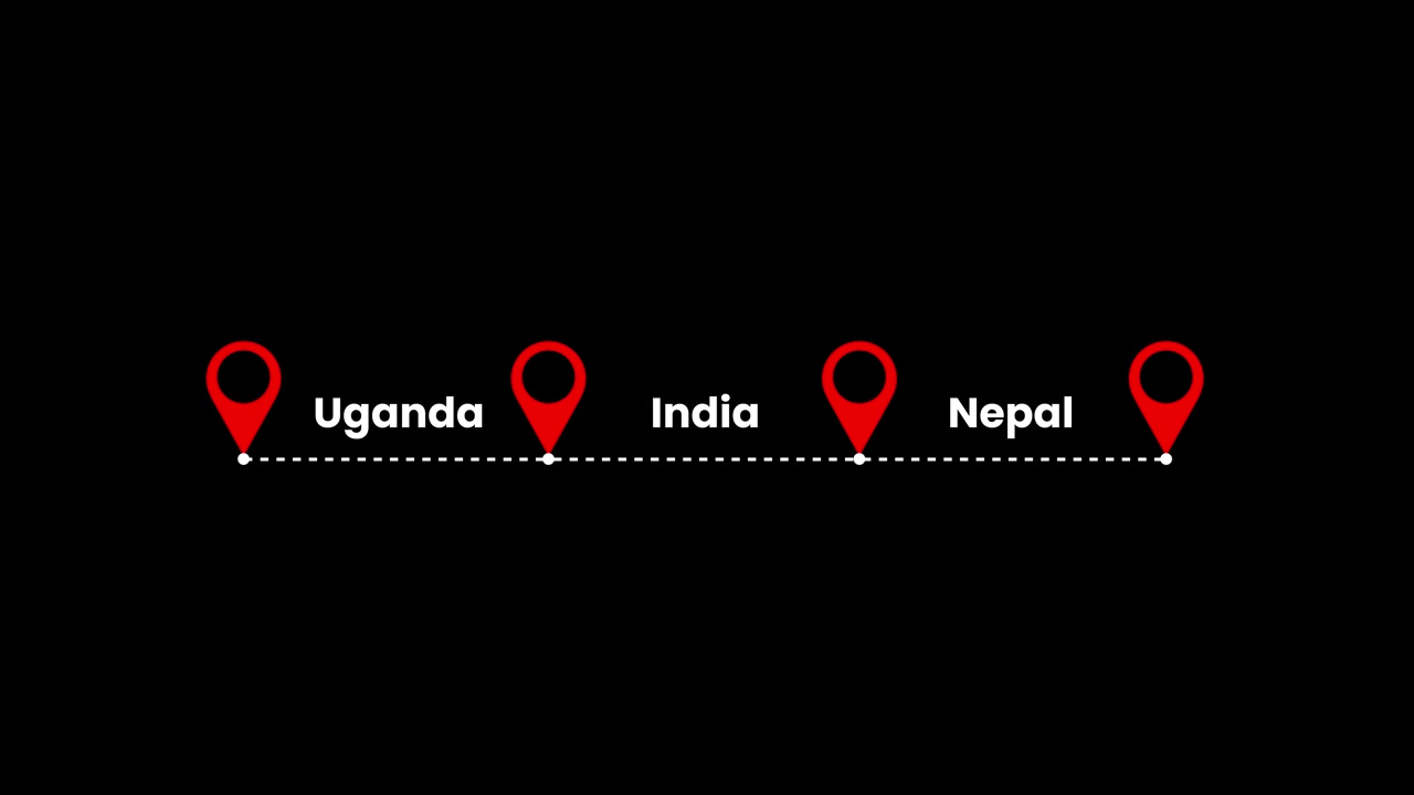 Uganda, India, and Nepal Locations