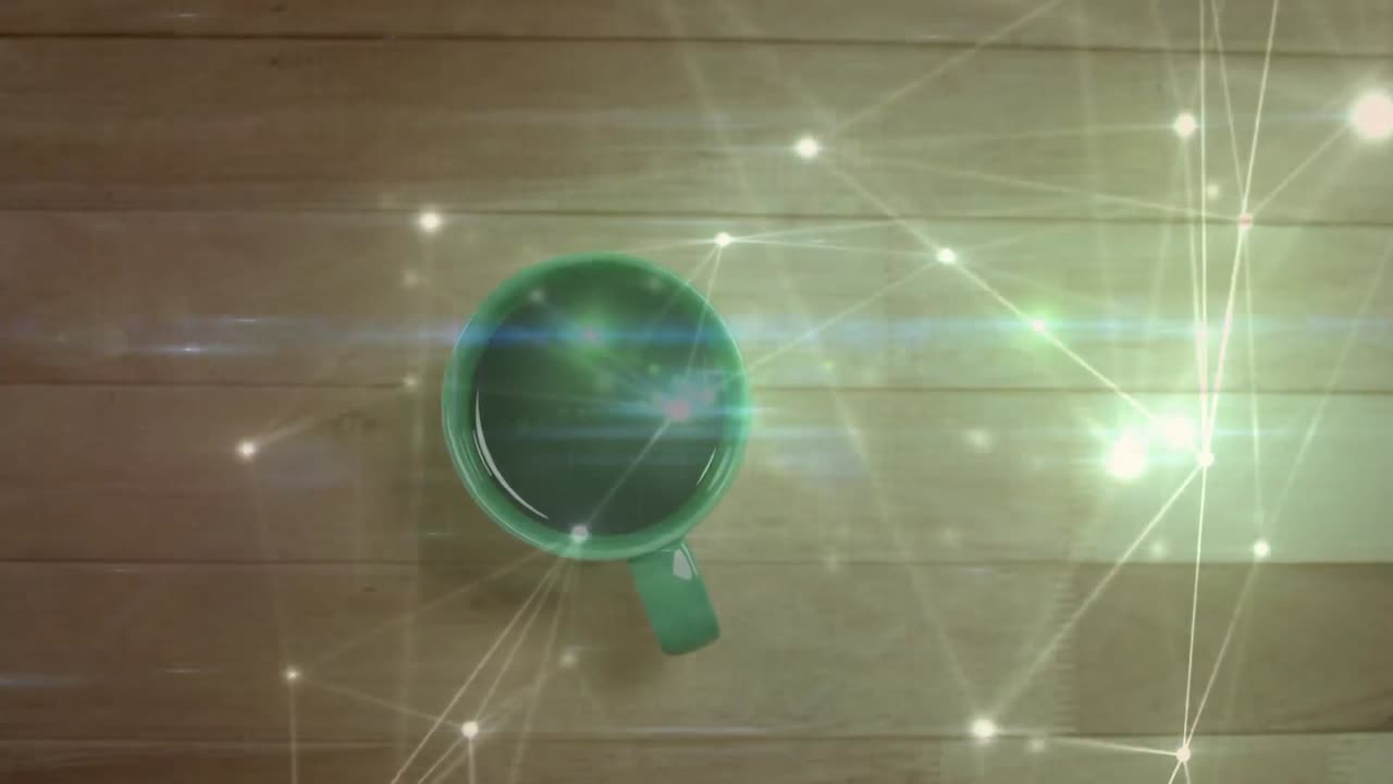 커피 한 잔을 통해 연결 네트워크의 애니메이션