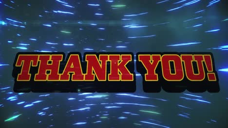 animation of thank you text and light trails over black background