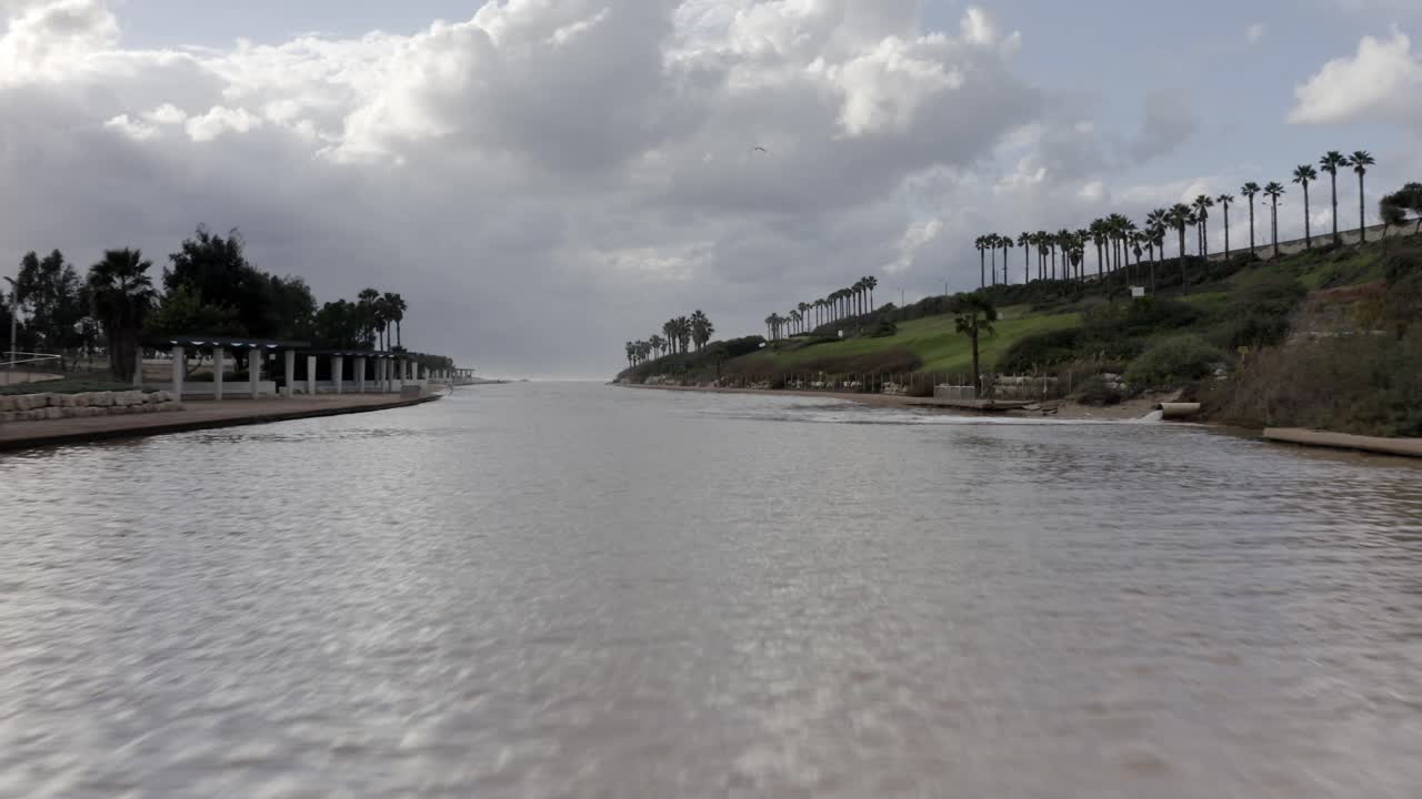 Canal and Bridge in a Coastal Park