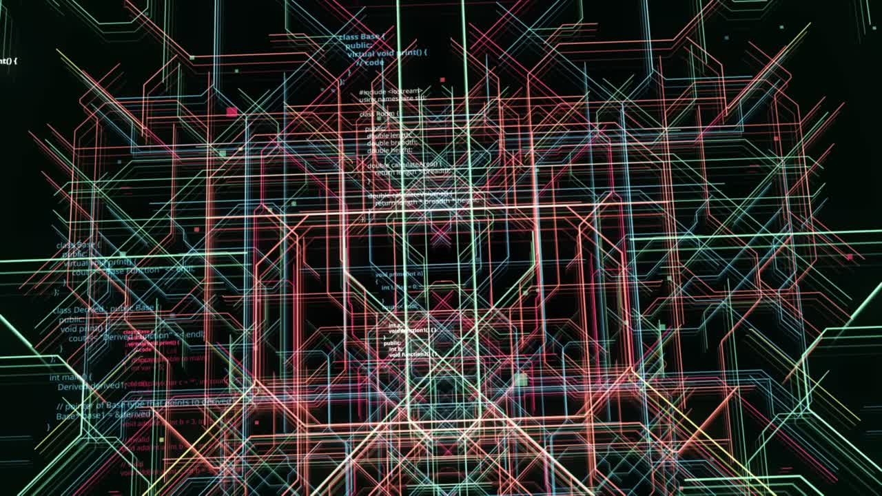 visualización abstracta de código informático y placas de circuitos