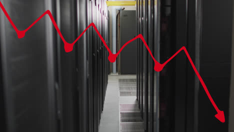 animación del procesamiento de datos estadísticos contra la sala de servidores informáticos