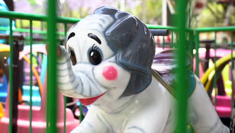 close-up of a ride-on elephant in an amusement park