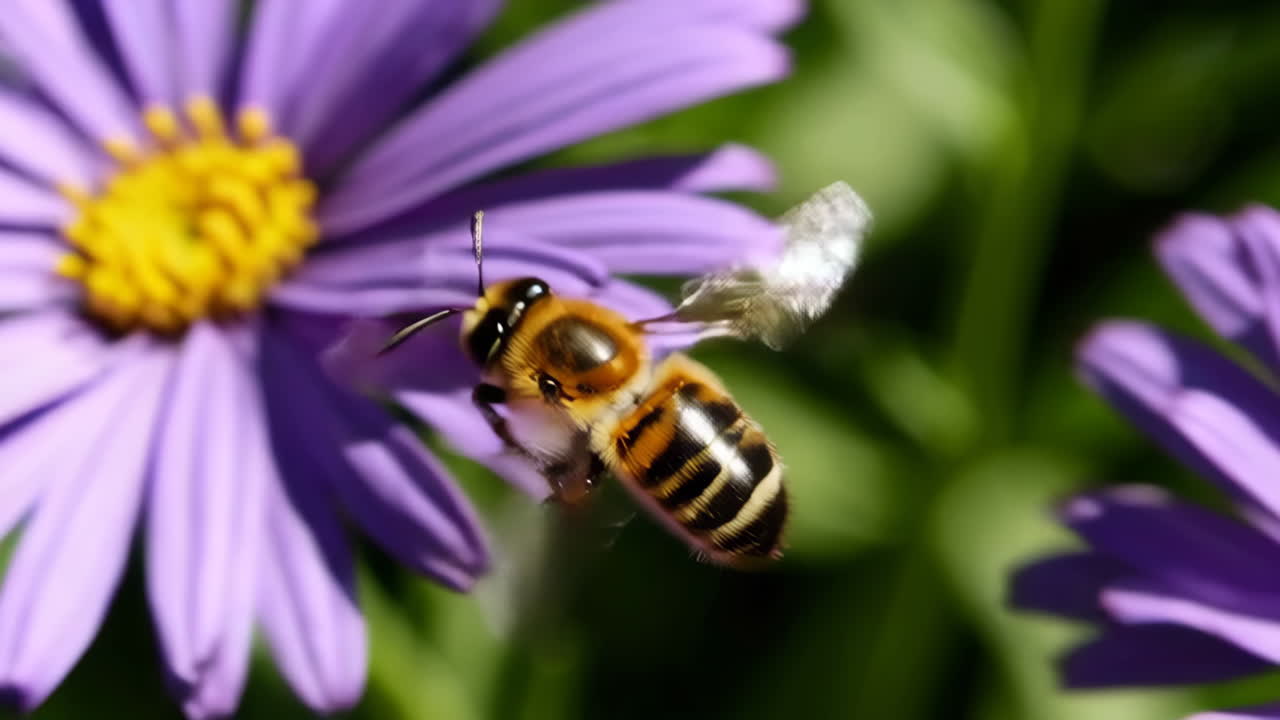 Abeja en una flor morada