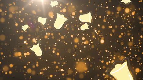 golden bokeh lights floating with bell shapes animation, creating festive atmosphere