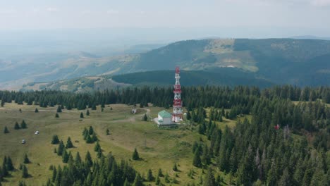 telecommunication 5g and 4g transmission towers, european countryside, iot