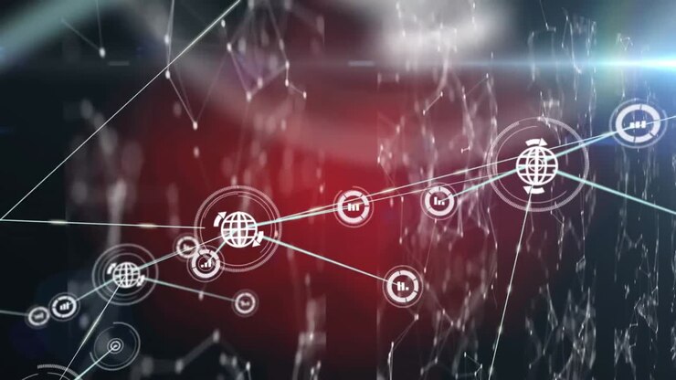 Animation of network of connections on black background