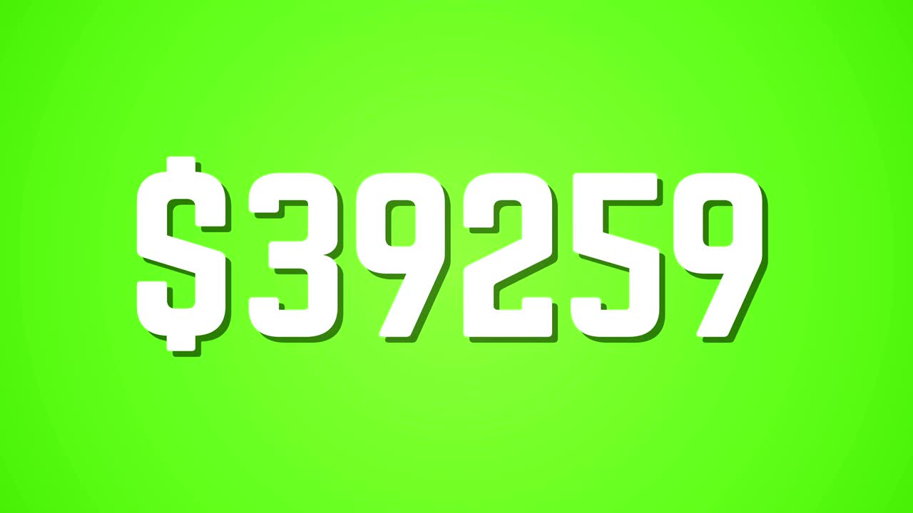 cuenta desde 0 hasta 100.000 dólares en verde.