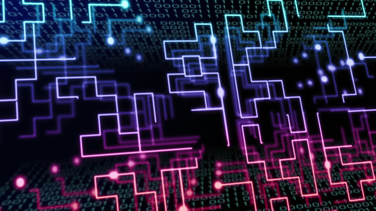 Animation of binary coding over network of connections