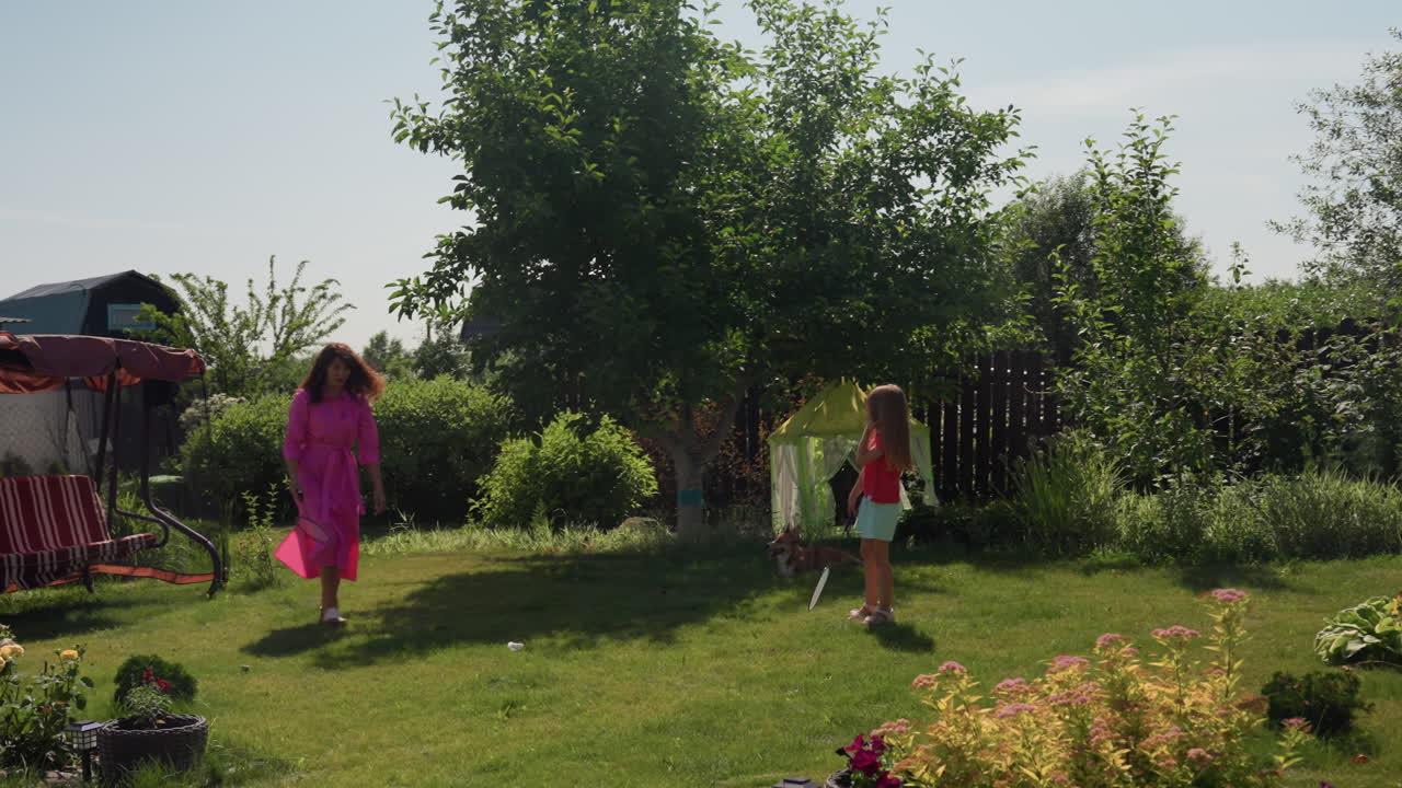 Father And Daughter Dance In Sunlight, Bright Garden Activity With Joyful Youthful Movement, Vibrant Garden Scene Depicts Dance Instructor Joyfully Twirling With His Young Daughter In Bright Attire