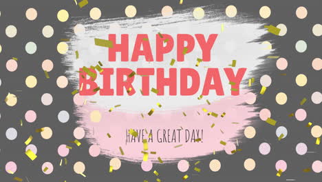 feliz cumpleaños, que tengas un gran día saludos y confeti