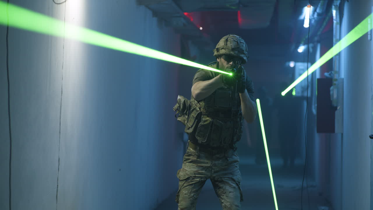 Military Training Exercise with Green Lasers