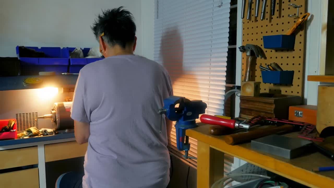 Craftswoman working in workshop
