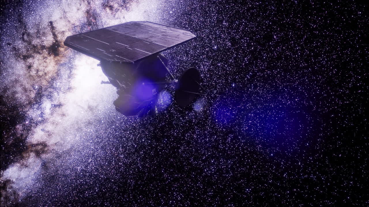 Spacecraft in space among stars and galaxy