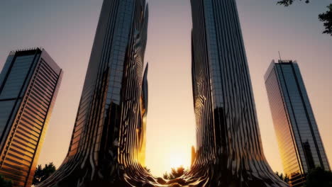 modern architectural marvel at sunrise