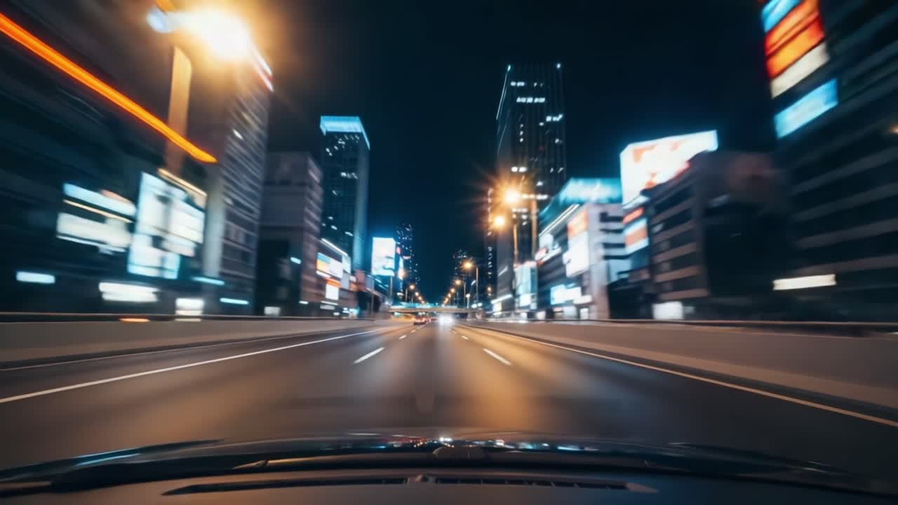 Dynamic Nighttime Drive Through Urban Streets: Capturing the Essence of ...