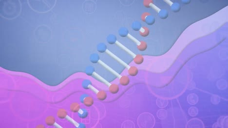 Animation-of-dna-strand-spinning-over-network-of-icons