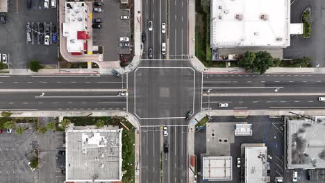 highway intersection drone view in southern ca with light traffic