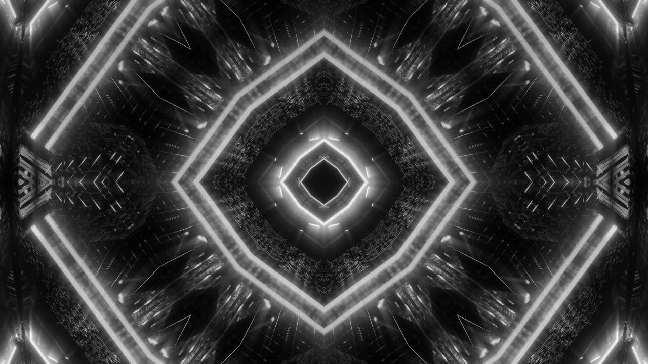Monochrome Dark Light Kaleidoscope Witchcraft Spiritual Pattern, 3D Loo