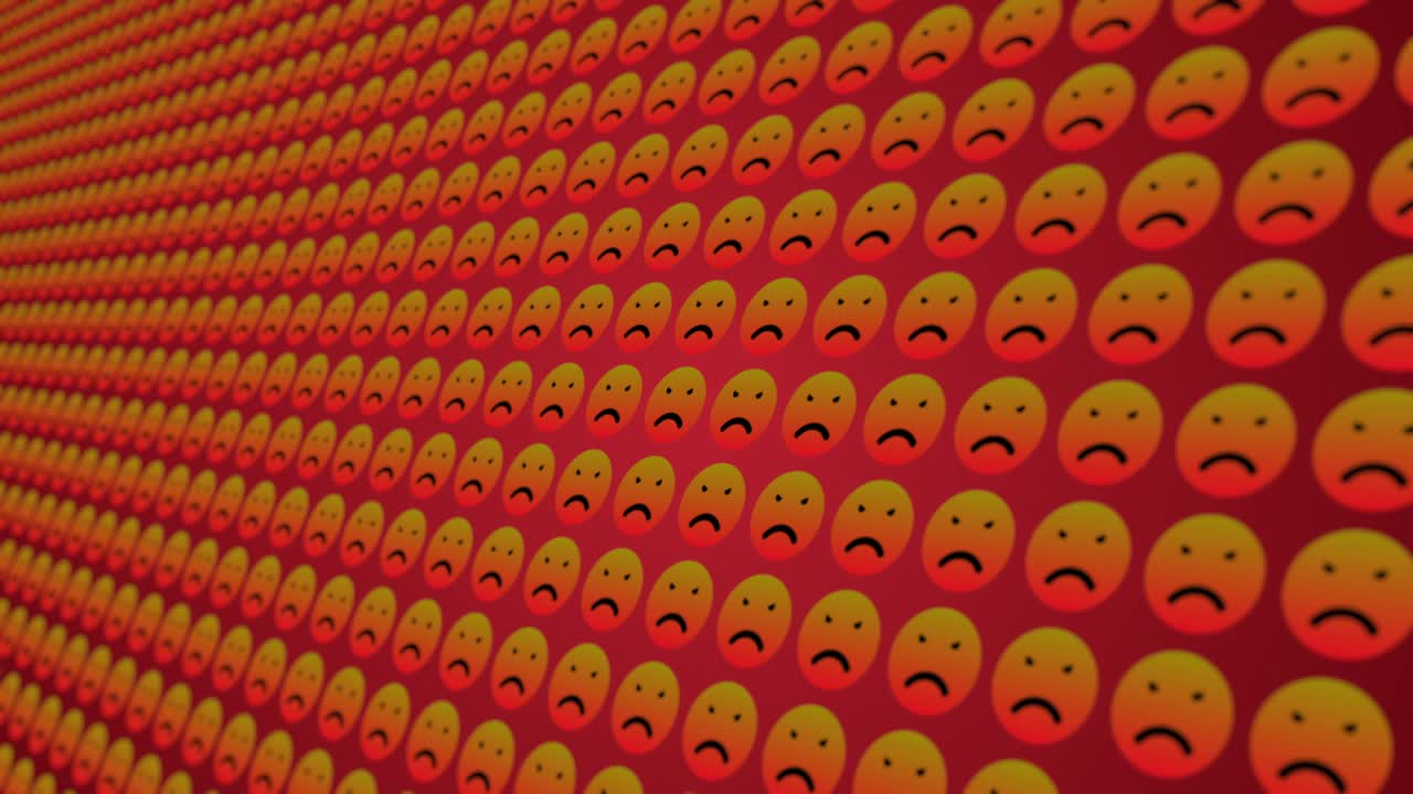 화가 난 슬픈 미소 아이콘 패턴 애니메이션 배경
