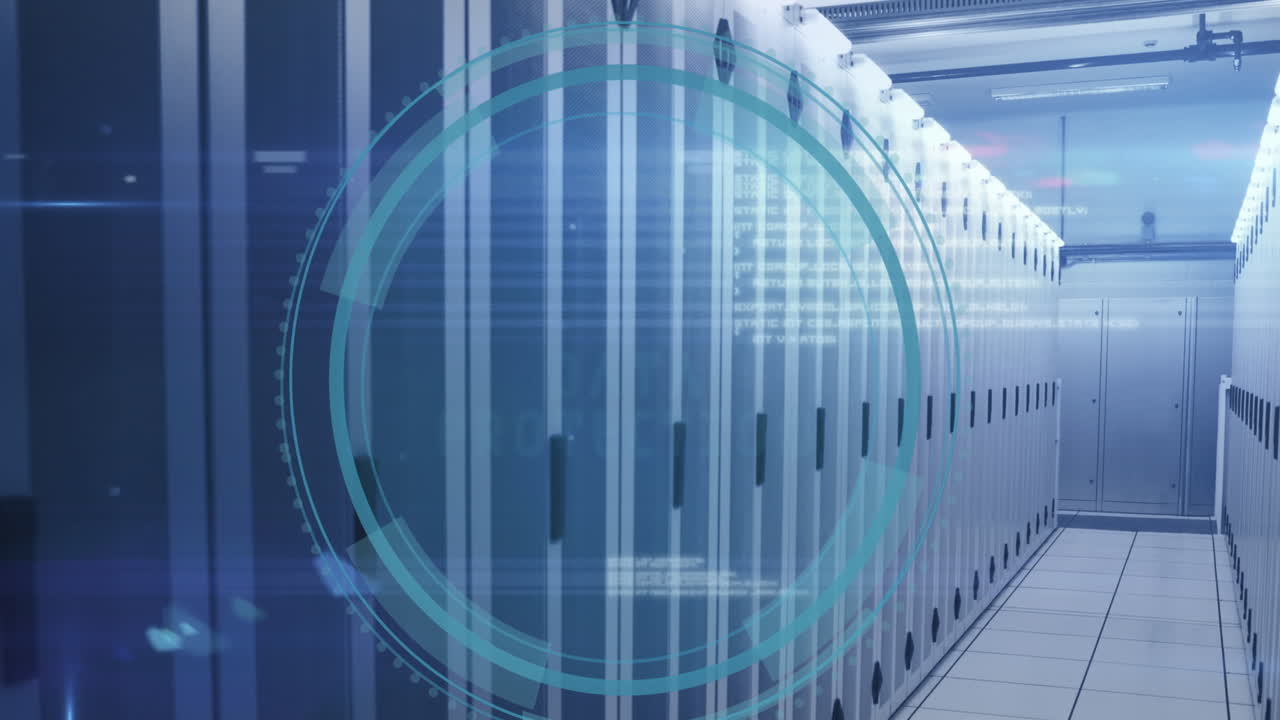 컴퓨터 서버를 통해 데이터 처리의 애니메이션