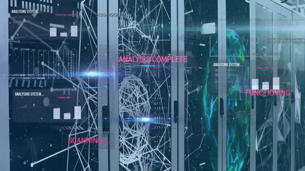 Animation of computing data processing over computer servers