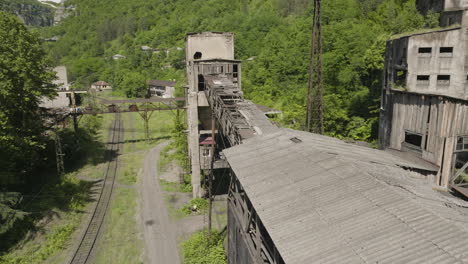 abandoned mining factory freight railway station and tracks, chiatura