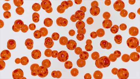 Gotas-Líquidas-Multicolores-Abstractas-Gel-Burbujas-Naranjas-Se-Mueven-Sobre-Un-Fondo-Claro-Y-Tocan-Cada-Una
