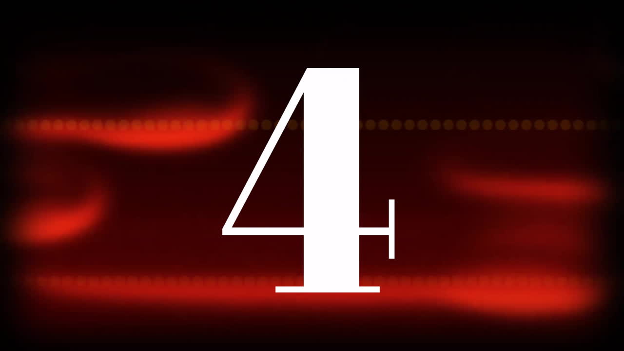 Number 5 with animation over red and black abstract background