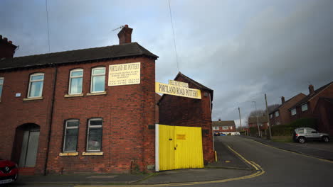 view of portland road pottery factory an old abandoned, derelict pottery factory and bottle kiln located in fenton, industrial decline, poverty