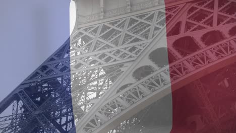 animation of flag of france over eiffel tower