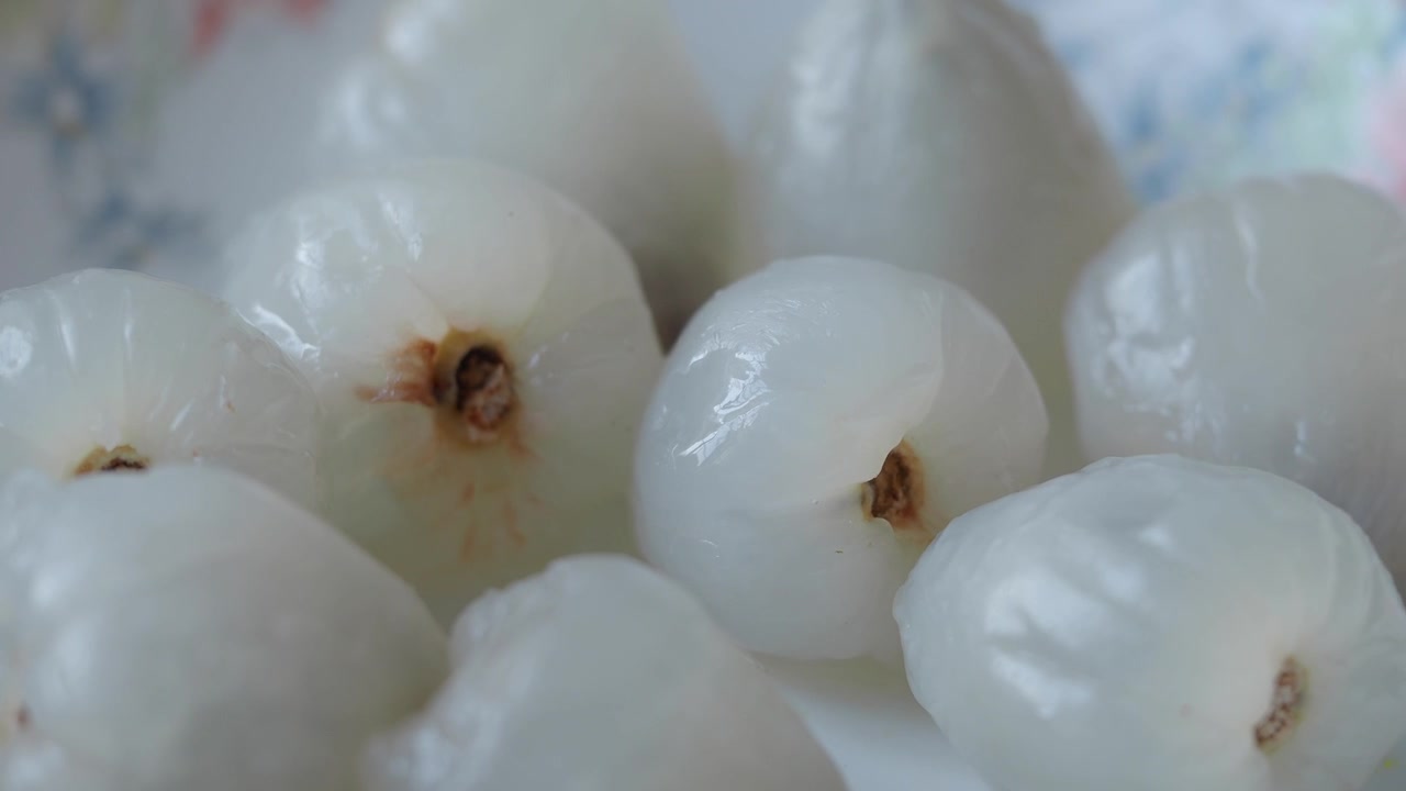 Peeled Fresh Lychee Fruits on a Decorative Plate